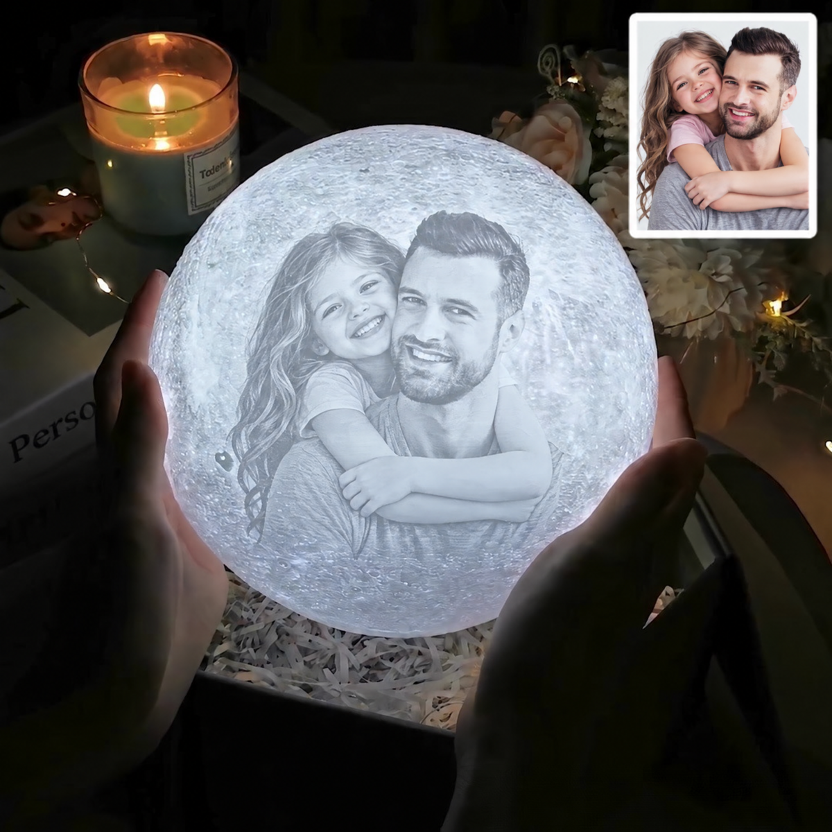 Custom 3D Printed Personalized Moon Lamp & Night Light